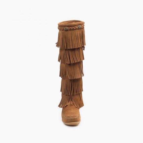 Minnetonka Moccasin Five Layer Fringe Boot Size 7 - Picture 4 of 6